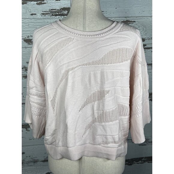 CABI Shy Pullover Sweater Zebra Stripe Pink Sz Small #5631 EUC - Picture 3 of 4